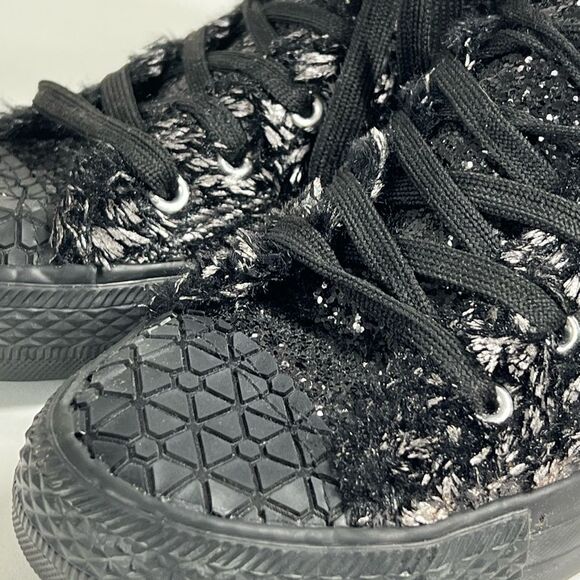 Mono design Black Silver Sequins High Top Lacing winter sneakers size 40EU/9,5US - Picture 9 of 11